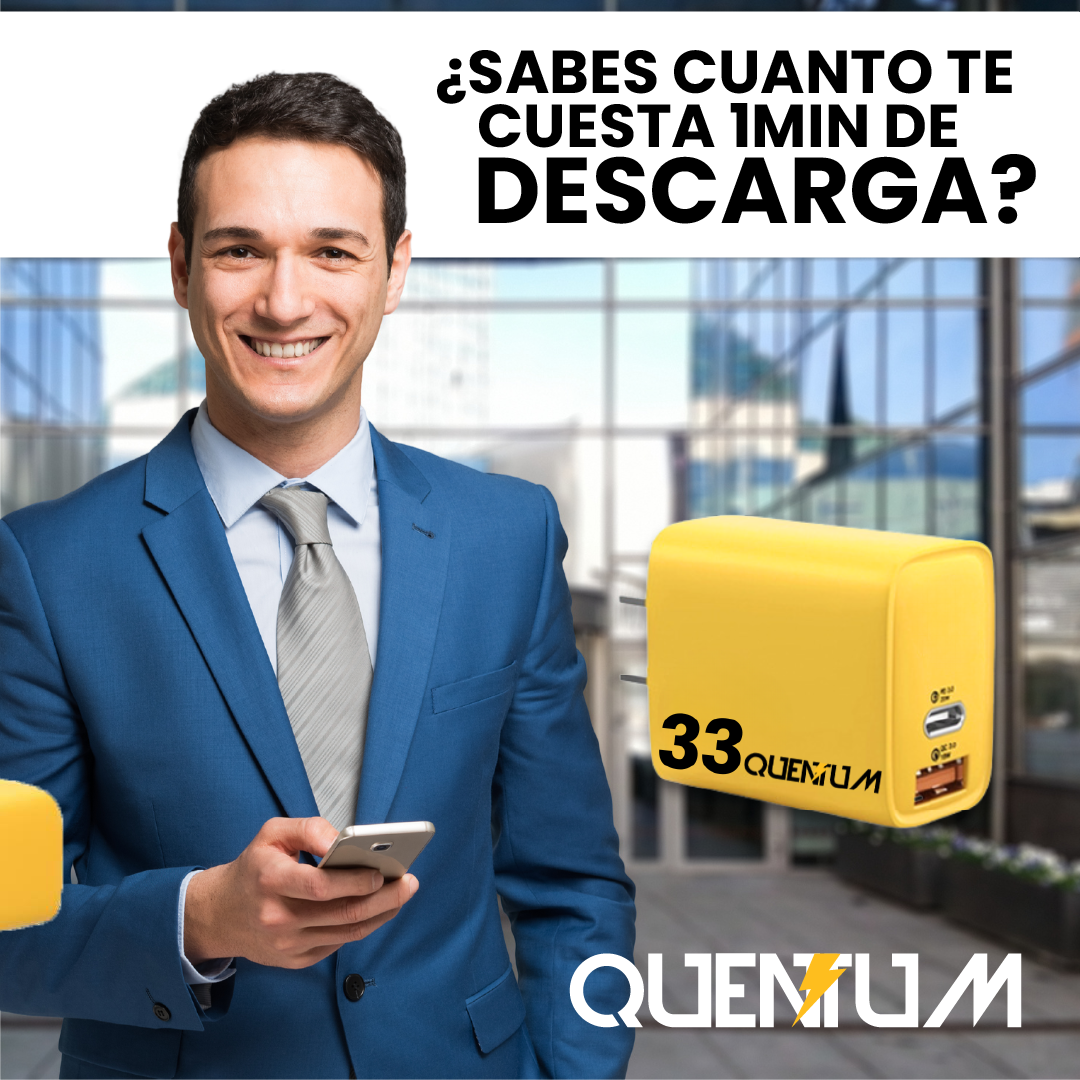 ¡EXCLUSIVO! CARGADOR 33W + CABLE 1METRO QUENTUM