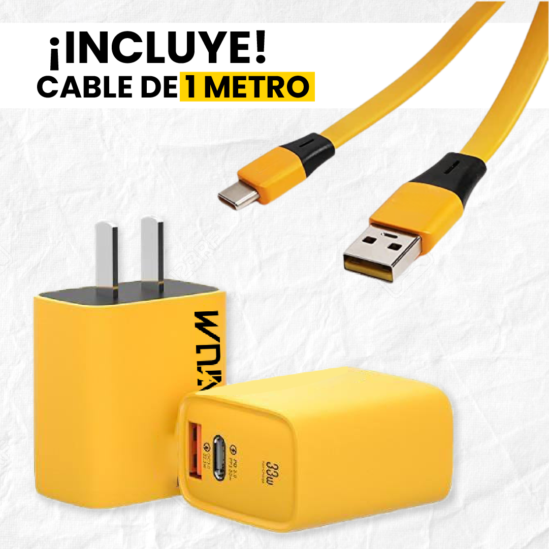 ¡EXCLUSIVO! CARGADOR 33W + CABLE 1METRO QUENTUM